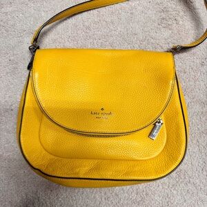 kate spade Yellow Pebbled Leather Crossbody with Front Zip